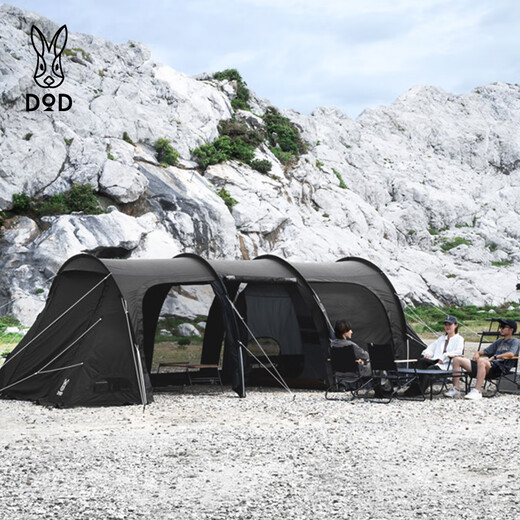 DOD japonais exquis Outdoor Camping Protection solaire Pergola Multi-personne T5 Tunnel Tent TN5-695 Camping suspendu tente intérieure noire TN5-695-BK