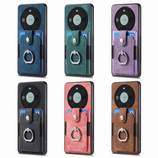 Card holder with ring suitable for Huawei mate60 pro mobile phone case with bracket Huawei mate60 card bag can be plugged in and placed card slot wallet full-inclusive lens protection Royal blue ring card holder integrated Huawei Mate 60 Pro