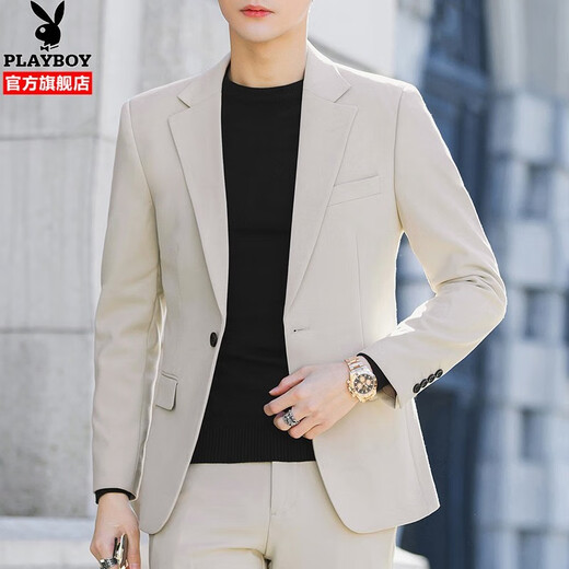 Playboy (PLAYBOY) casual suit men's autumn and winter new suit top men's slim casual Korean style jacket men's two-piece set black (single suit) XL 52