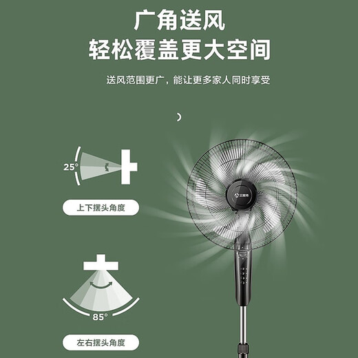 艾美特电风扇落地扇家用六叶风扇立式定时机械大风力风扇 3523