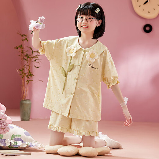 Mannido filles pyjamas d'été coton pur petite fille new enfants vêtements de maison bébé cardigan shorts shorts combinais