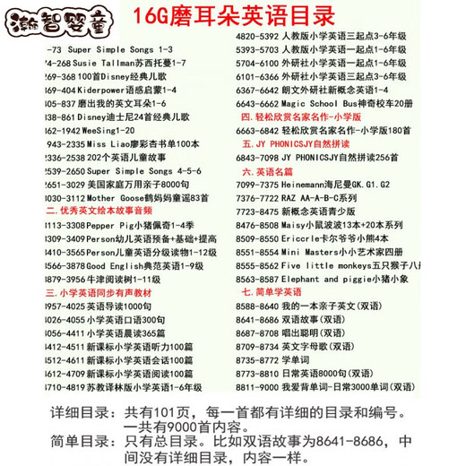 磨耳朵英语机幼儿童英文儿歌播放器故事听读启蒙小学生早教机 白色机器加9000内容