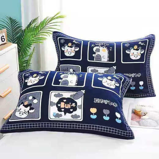 A pair of light luxury pillow covers, black stain-resistant and non-fading pillow covers, cartoon adult pillow covers, student Douyin celebrity, feather black pair