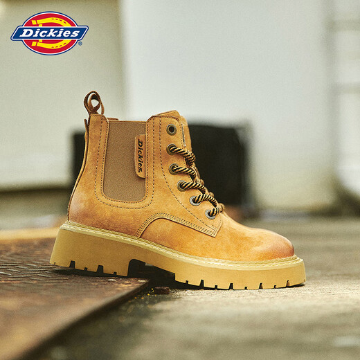 Dickies Martin boots men's boots autumn and winter new work boots men's big yellow boots Chelsea boots men and women couples outdoor short boots earthy 43