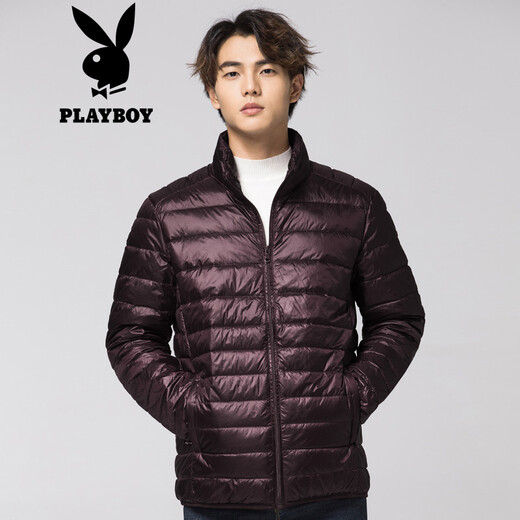 Playboy PLAYBOY 2019 Autumn and Winter Lightweight Down Jacket Men's Short 90 White Duck Down Stand Collar Casual Down Jacket 68880161 Seaweed Purple 175/XL