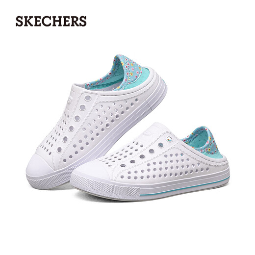 Skechers summer girls' hole shoes casual and versatile outside wear slippers lightweight breathable bubble shoes soft and fashionable white/multi-color/WMLT size 37