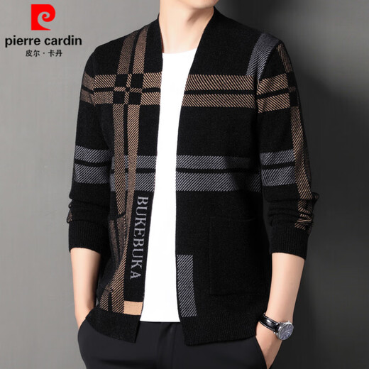 Pierre Cardin Marke Wolle Kristall Gitter Cardigan Männer mittleren Alters und junge trendige Strickpullover Casual Jacket M. Männer Aprikosen Farbe 165