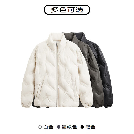 GXG男装 蛋白pu皮面包服男立领羽绒服 23冬 墨绿色 170/M