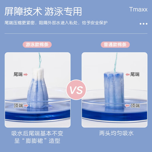 Tmaxx月经期游泳神器游泳专用卫生棉条防水大姨妈巾卫生巾塞 游泳专用款(6支)1盒