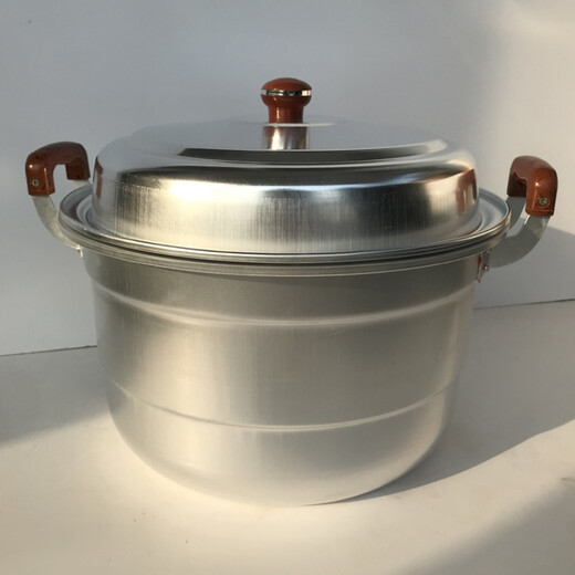 Jiwen old-fashioned household aluminum steamer for steaming steamed buns, thickened aluminum pot for boiling water, double-layer large-capacity aluminum soup pot, multi-functional pot, extra thick double steaming sheet 40cm (suitable for more than 15 people) 40cm durable