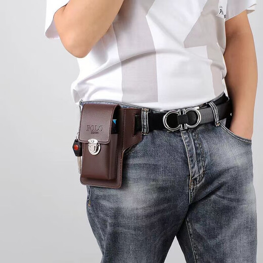 Tenggexiang Mobiltelefonbeutel Tailentasche Herrenkonstruktion Mobiltelefon HIST Tailentasche Multifunktionales dünner Stil Zigarette Hülle Hanging Schlüsselback Braun braun