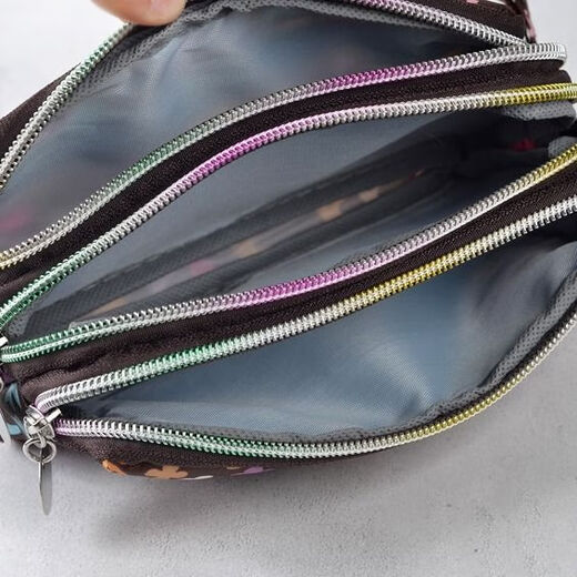 Mangcang three zipper fabric wrist clutch bag women fashion versatile cartoon student bag long change key mobile phone bag style love