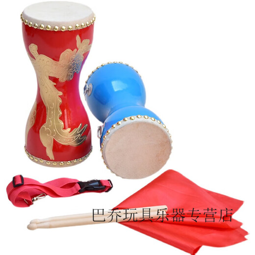 IGIFTFIRE牛皮胸鼓儿童腰鼓小腰鼓细腰鼓长鼓秧歌鼓舞蹈手拍鼓西夏鼓娃腰鼓 14cm红胸鼓+鼓棒+背带+方巾