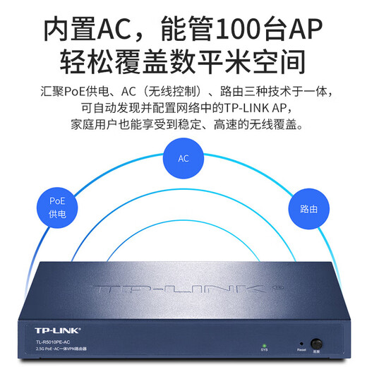 TP-Link 2.5G Router Poe AC Enrutador integrado VPN Home Enterprise Wireless AP Management TL-R5005PE/R5009PE/R5408/R5010PE Router TL-R5010PE-AC POE Powered/
