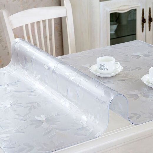 Feather Pocket Transparent PVC Tablecloth Soft Glass Waterproof, Oilproof and Anti-scalding Table Mat Rectangular Coffee Table Dining Table Mat Crystal Plate Tablecloth Upgraded Environmentally Friendly Pure Ultra-High Transparent 2.0 Model Width 90cm*140cm
