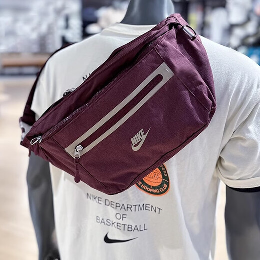 Nike (NIKE) crossbody bag new PREMIUM waist bag storage zipper pocket fashion personality simple shoulder bag breast bag DN2556-681 night maroon khaki MISC