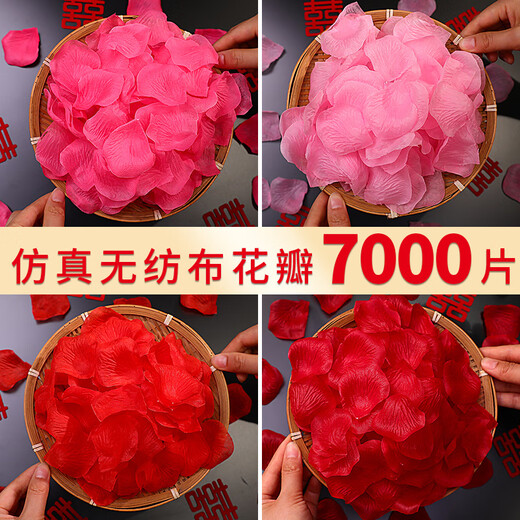 CLCEY仿真玫瑰花瓣装饰婚房布置套装表白结婚撒花假花求婚浪漫婚礼用品 奶白色仿真花瓣约1200片