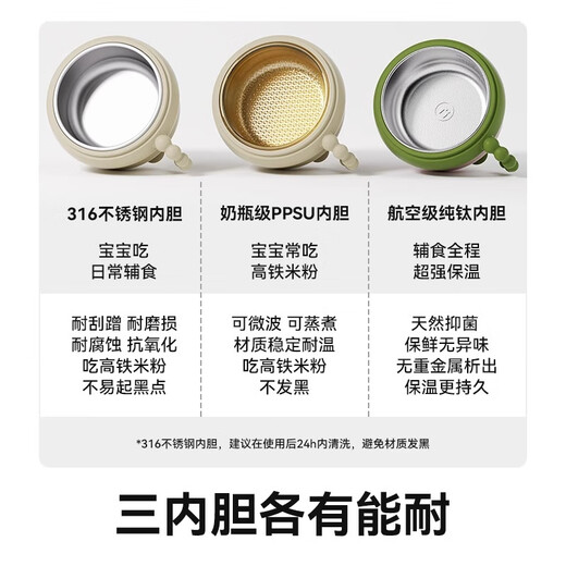 taoqibaby婴儿辅食碗注水宝宝保温碗恒温米粉喝汤带吸盘碗儿童餐具双胆防烫 浅荷绿【PPSU内胆】