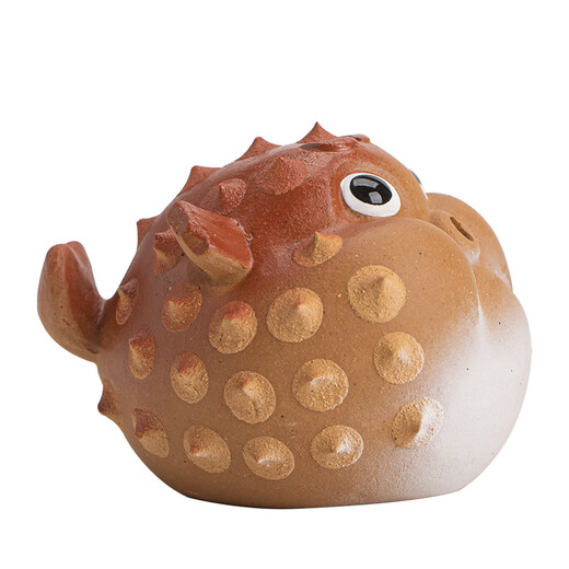 Creative bubble fish tea pet at noon, purple sand cute kung fu tea set ornaments, handmade tea, incense, tea ceremony accessories, purple sand tea pet, puffer fish