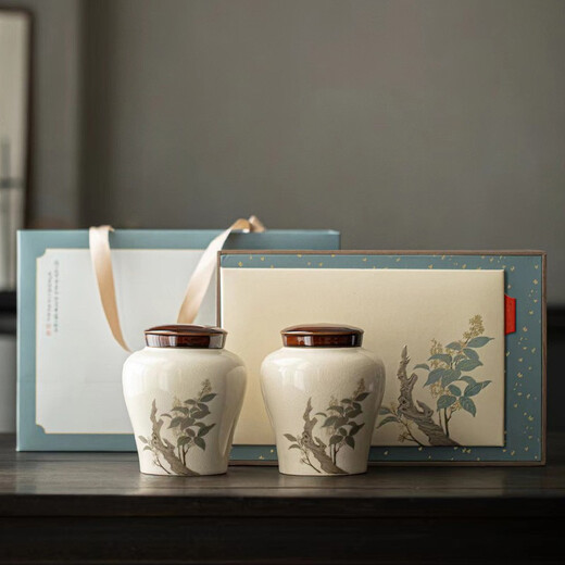 Boyei (BW) antique ceramic tea cans large cans household sealed moisture-proof tea cans gift box packaging elegant season 2 gift boxes
