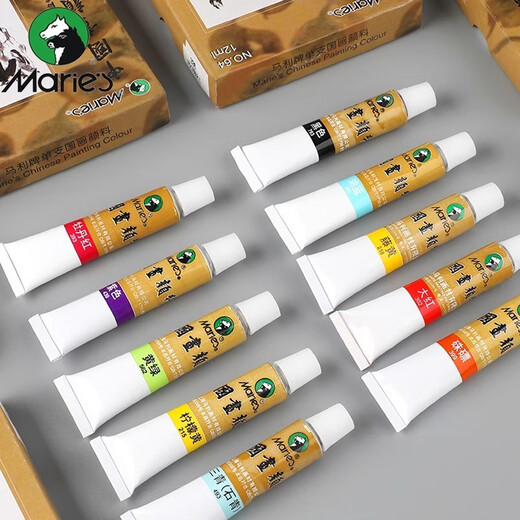 Marie s Marie s Chinese painting pigments, ink painting Chinese painting 12ml and 32ml single optional landscape painting flower and bird painting single 12ml single (free shipping for orders over 30) 104-titanium white