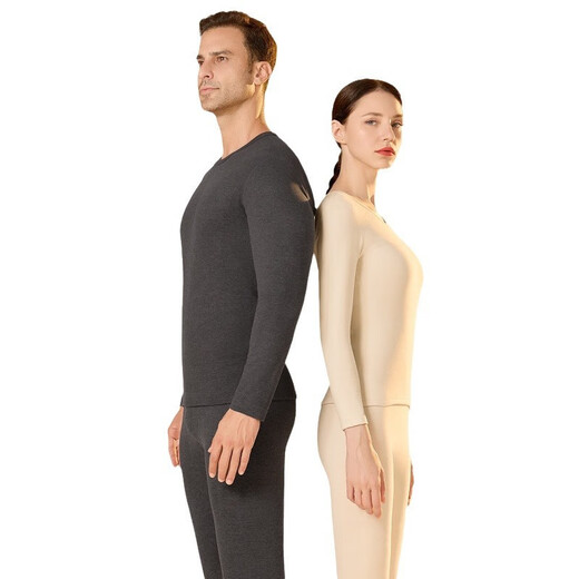 
Cat Man (MiiOW) 100% Wool Patch Women's Autumn Clothes and Autumn Pants Plus Fleece Thickened Winter Skin-friendly Large Size Thermal Underwear Men's Set [6625 Set Men] Dark Gray M