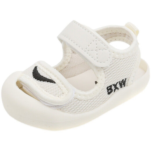 Rabbit Big Wen Infant and Toddler Sandals 0-1 Years Old Baotou Toddler Shoes Summer Anti-Slip Soft Sole Boys and Girls Shoes 6-12 Months BXW White Sandals 1 Pair Single Size 13.5cm Length (1-2 Years Old)