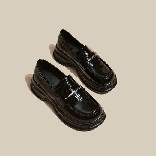 Aumeño de zapatos individuales para zapatos para mujeres para otoño e invierno de frijoles para los zapatos más leafer para mujeres para zapatos de madre jóvenes para estudiantes zapatos para el trabajo para trabajar zapatos de cuero ds yun yu fútbol/1021 negro 37