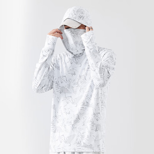 Xionghuo fishing clothing sun protection clothing men's summer breathable ice silk fishing clothing with mask quick-drying anti-mosquito clothing sun protection clothing 2045 white top with mask L