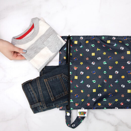 Bumkins Waterproof Wet Storage Bag Polyester Single Strap Baby Diaper and Swimsuit Storage Portable Hook Style Navy and Multicolor