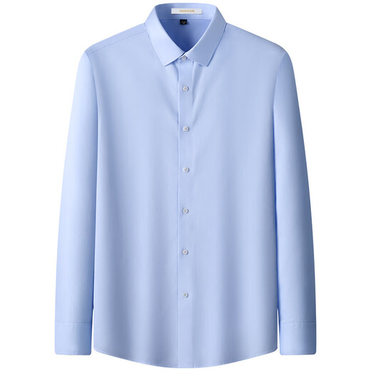 罗蒙（ROMON）DP纯棉免烫长袖衬衫男士春秋新款商务休闲职业正装轻奢抗皱衬衣男 蓝白细条 41 【145斤-160斤】