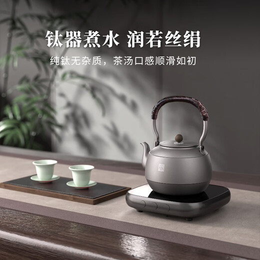 TILIVING (Titanium Liwei) pure titanium teapot lifting beam tea set electric ceramic stove around the stove to make tea household boiling water teapot (Taian pot + tea filter) 1.5L
