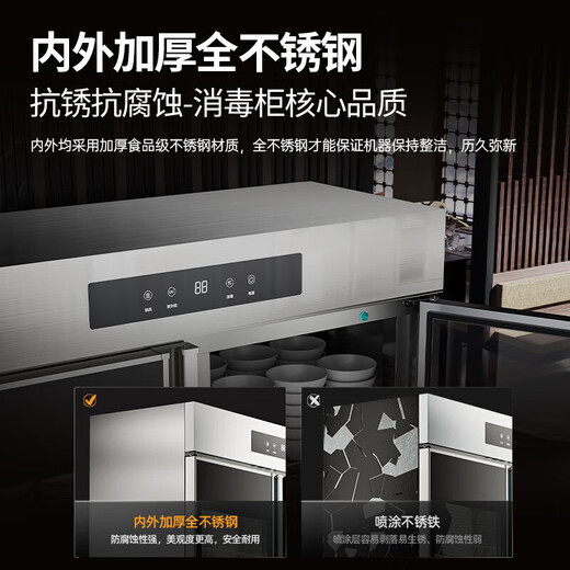 荣事达Royalstar消毒柜商用立式紫外线热风循环大容量双开门食堂饭店多层柜式碗柜餐饮餐具厨房茶杯【参数图为准】 690升双门丨一星级丨热风循环丨智能触控