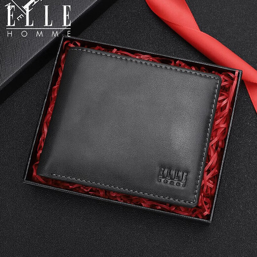 Короткий кошелек Elle Homme Men's Men's Multi-Cow-Cow-Cow-Cow-Shile Multi-Cill Clip, горизонтальный кошелек 3820 Подарок на день рождения