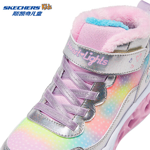 Skechers children's snow boots autumn and winter warm sports shoes girls comfortable flashing casual cotton boots 302677L