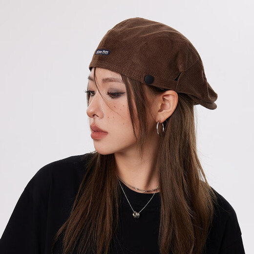 槿城美式咖啡色反戴前进帽女街头棕色画家贝雷帽报童帽子男潮M586 黑色 可调节（54-62cm ）