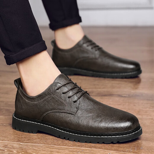 Новая повседневная кожаная обувь, модная мужская обувь, мужская деловая обувь в корейском стиле, мужская деловая обувь, универсальные кроссовки на плоской подошве 9920 Хаки 42