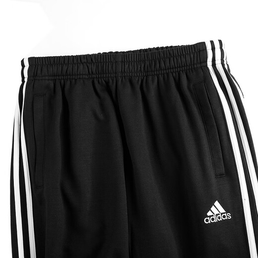 adidas 阿迪达斯运动裤束脚裤宽松直筒裤经典三条纹休闲裤健身运动长裤 【透气款】黑白-直筒裤  L 推荐:175-180cm