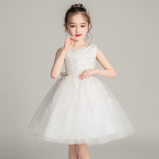 Shengxian Girls Princess Dress Wedding Dress Children's Puffy Performance Costumes 3-12 Years Old Medium and Large Children's Clothes Flower Girl Dress [Summer Style] Pink 120
