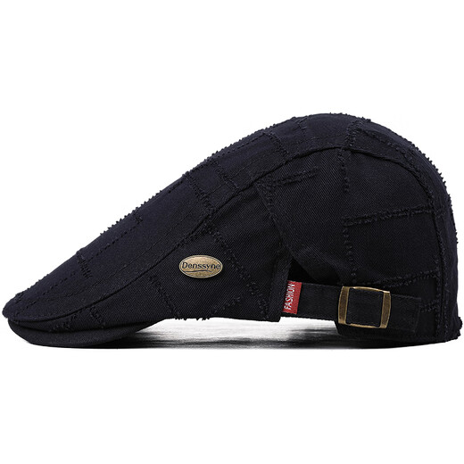 Desina Beret Men's Retro Old-Time Forward Hat All-match Outdoor Travel Fashion Holed Hat Peaked Cap Black One Size Adjustable (55-60cm)