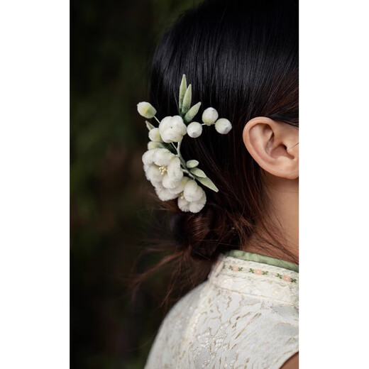 Shiyun velvet flower brooch Yangzhou same intangible cultural heritage handmade green plum pine needle headdress Valentine's Day gift for girlfriend hair accessories (not supported for 7 days without reason)
