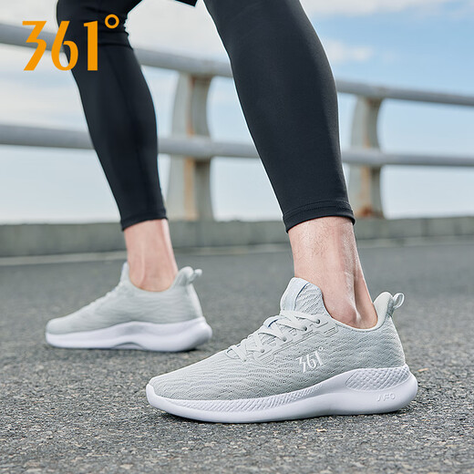 361 Chaussures masculines 2025 Nouvelles chaussures de sport Mesh pour hommes chaussures de course décontractées respirantes Chaussures de course à choc de choc pour hommes [Mesh volant] Gris photon / 361 degrés 42