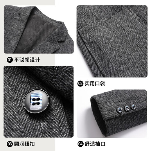 Shanshan Shanshan Anzug Herren Frühling und Herbst mittleren Alters und junger Herrenanzug Jacke Dicke Wolle Geschäfte Casual Professional Formale Verschleiß grau 50 /180