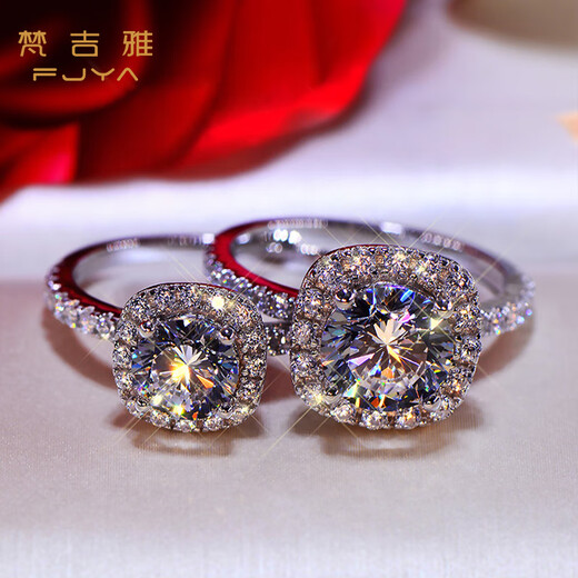 FJYa Princess Square D Color Moissanite Ring Women's Wedding Ring Engraved Birthday Gift for Girlfriend Princess Square Moissanite Diamond Ring 1 carat - same day/next day delivery live - adjustable