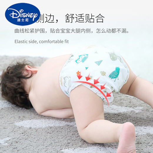 迪士尼（Disney）婴儿布尿裤裤防水可洗防侧漏透气隔尿新生儿宝宝布尿裤兜训练纯棉 1片装 1条粉熊尿布裤 小码(建议体重511斤)