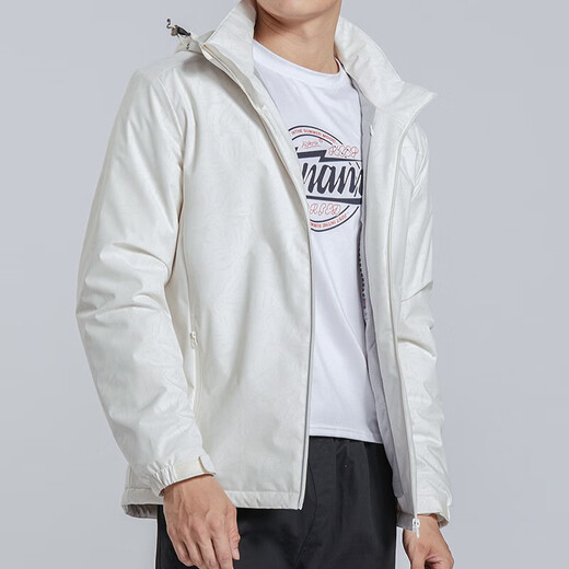 Brelrmon Plus Samtjacke Windbreaker Männer und Frauen Schweißjacke einschicht einschichten Herbst und Winter Windproof warme Weichschale Arbeitspeakkleidung koreanische Version Outdoor Jacke 9930a-2 Ginkgo White-Men [Camouflage] m