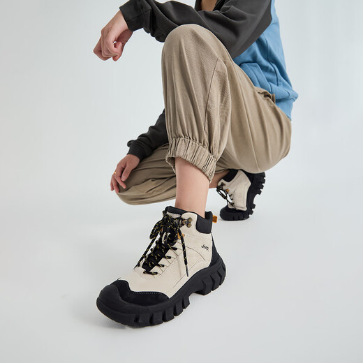 Ботинки Jeep Martin. Женские новые осенние и зимние ботинки для походов и альпинизма 2025. Рабочие ботинки на толстой подошве. Бархатные короткие сапоги в британском стиле. Черный, серый 36