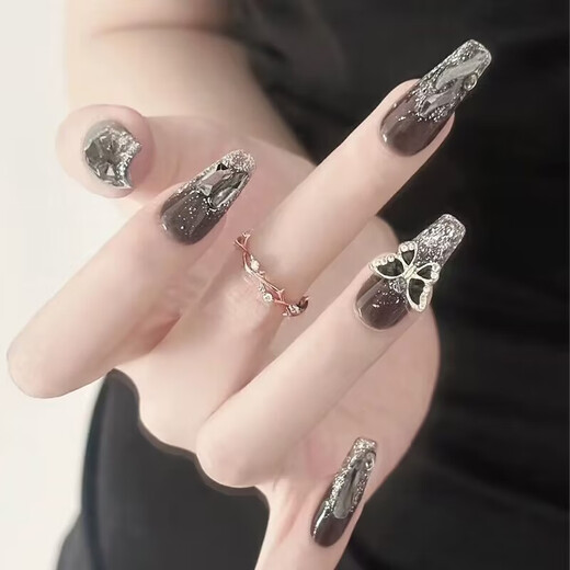 春夏高级感假指甲可拆卸可摘美甲甲片成品穿戴式指甲贴蝴蝶穿戴甲 L15268薄荷玫露【短款】 果冻黄胶24粒+胶水+砂条+清洁片+卸甲棒