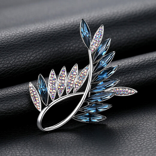 Si Li Korean design crystal brooch, elegant temperament, anti-exposure pin, simple and elegant corsage, suit accessories, purple olive branch