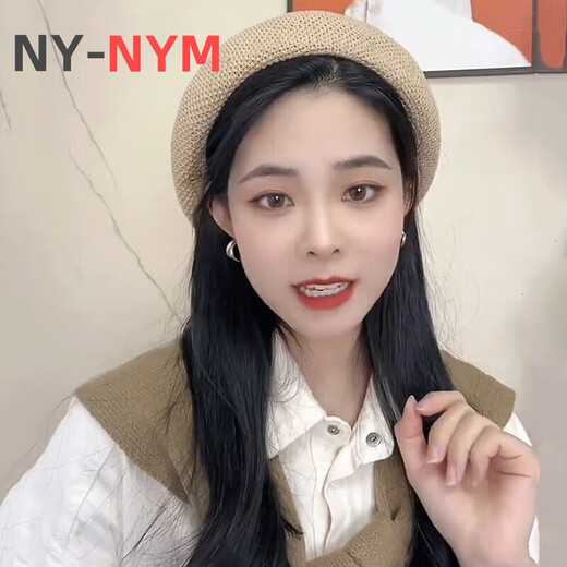 NY-NYM Internet celebrity ins beret women's spring and summer thin Japanese style hollow bud hat breathable Korean style face-showing little painter hat beige (hollow) M adjustable (54-57c)
